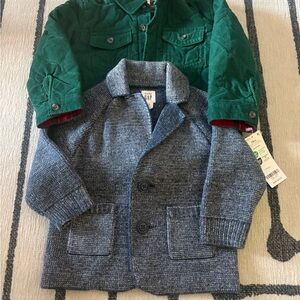 GAP Gray Knit Blazer Cardigan with Green Jacket